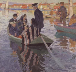 Kirchgänger in einem Boot